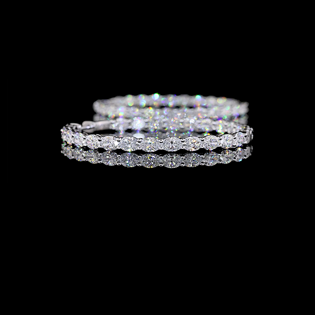 8.79 Cts 14k White Gold Oval Shape Hoops Earring - Image 4