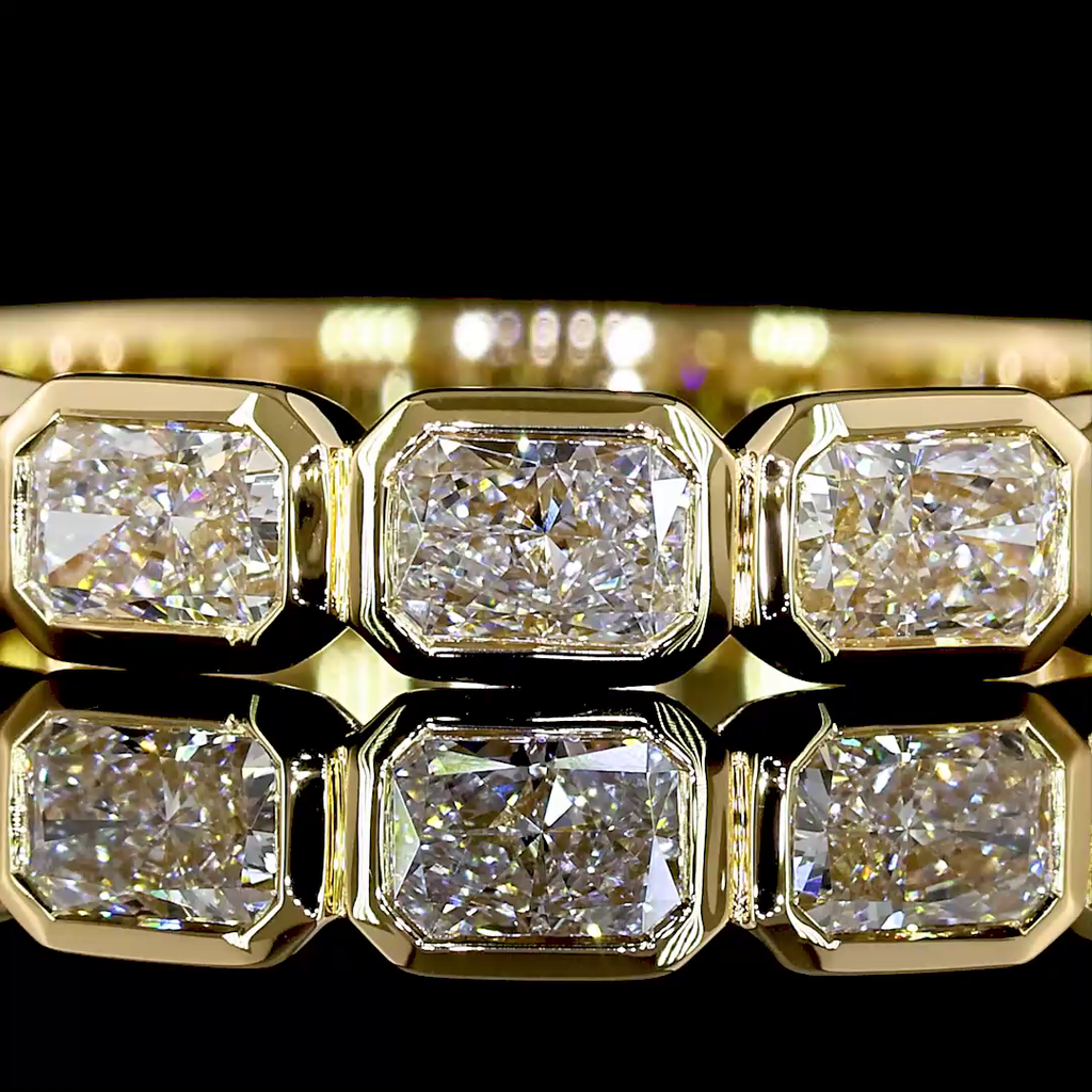 1.24 Cts 18k Yellow Gold Radiant Shape 3/4 Band Eternity Band - Image 3