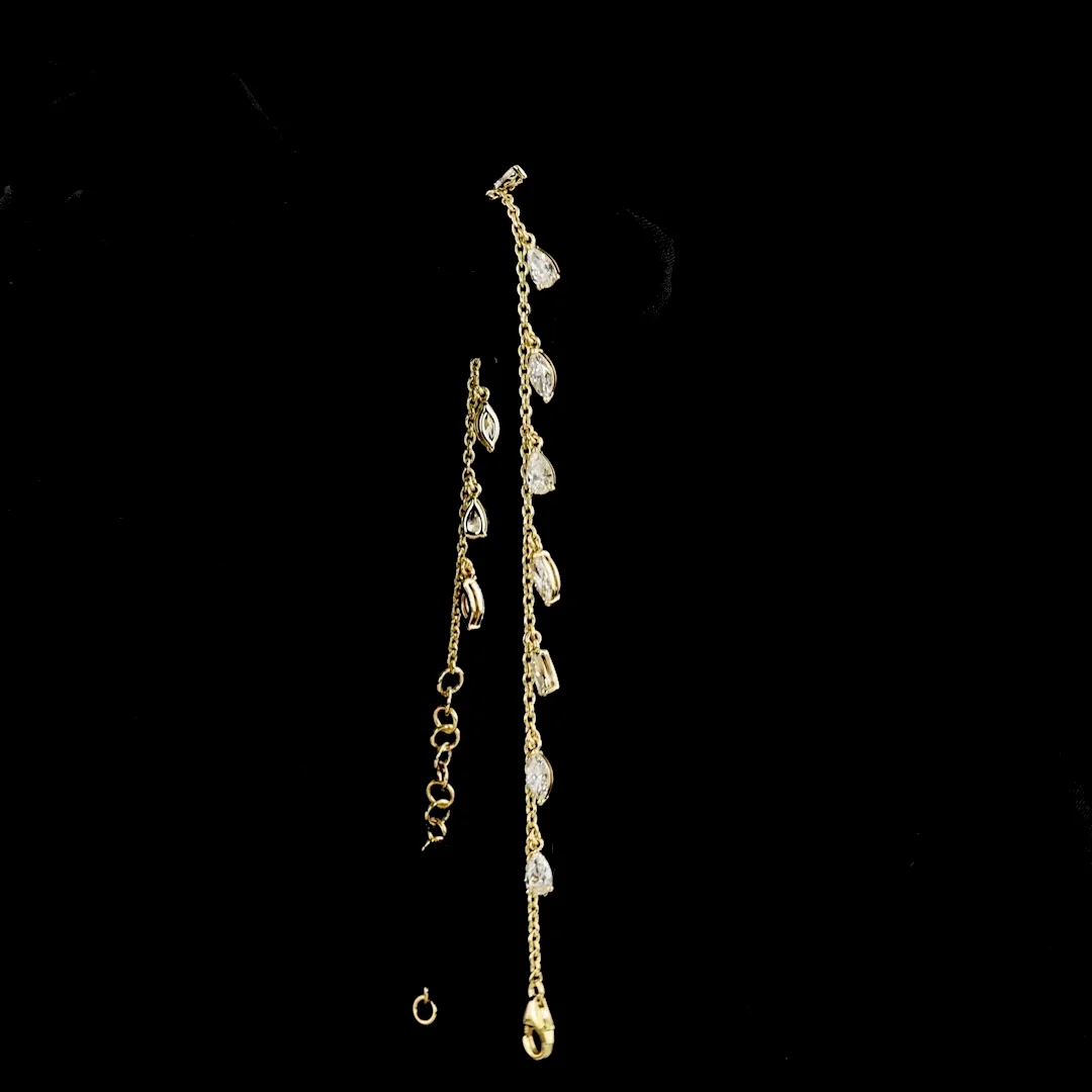 2.57 Cts 14k Yellow Gold Mix Shape Station Bracelet - Image 3