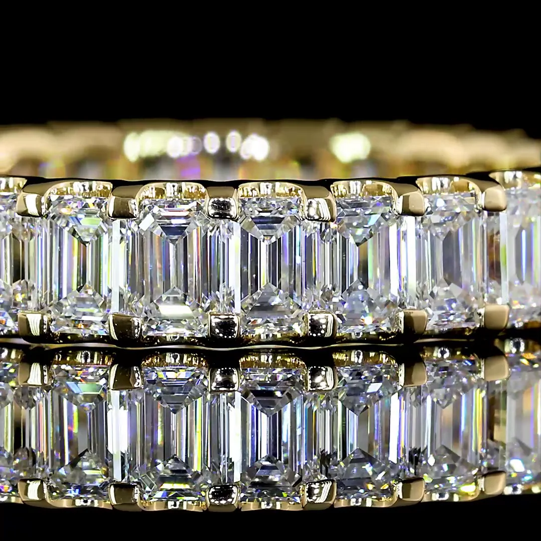 2.92 Cts 14k Yellow Gold Emerald Shape Eternity Band Eternity Band - Image 3