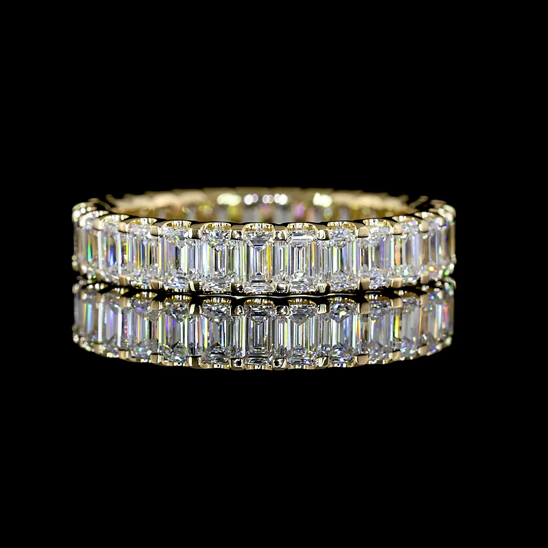 2.92 Cts 14k Yellow Gold Emerald Shape Eternity Band Eternity Band - Video