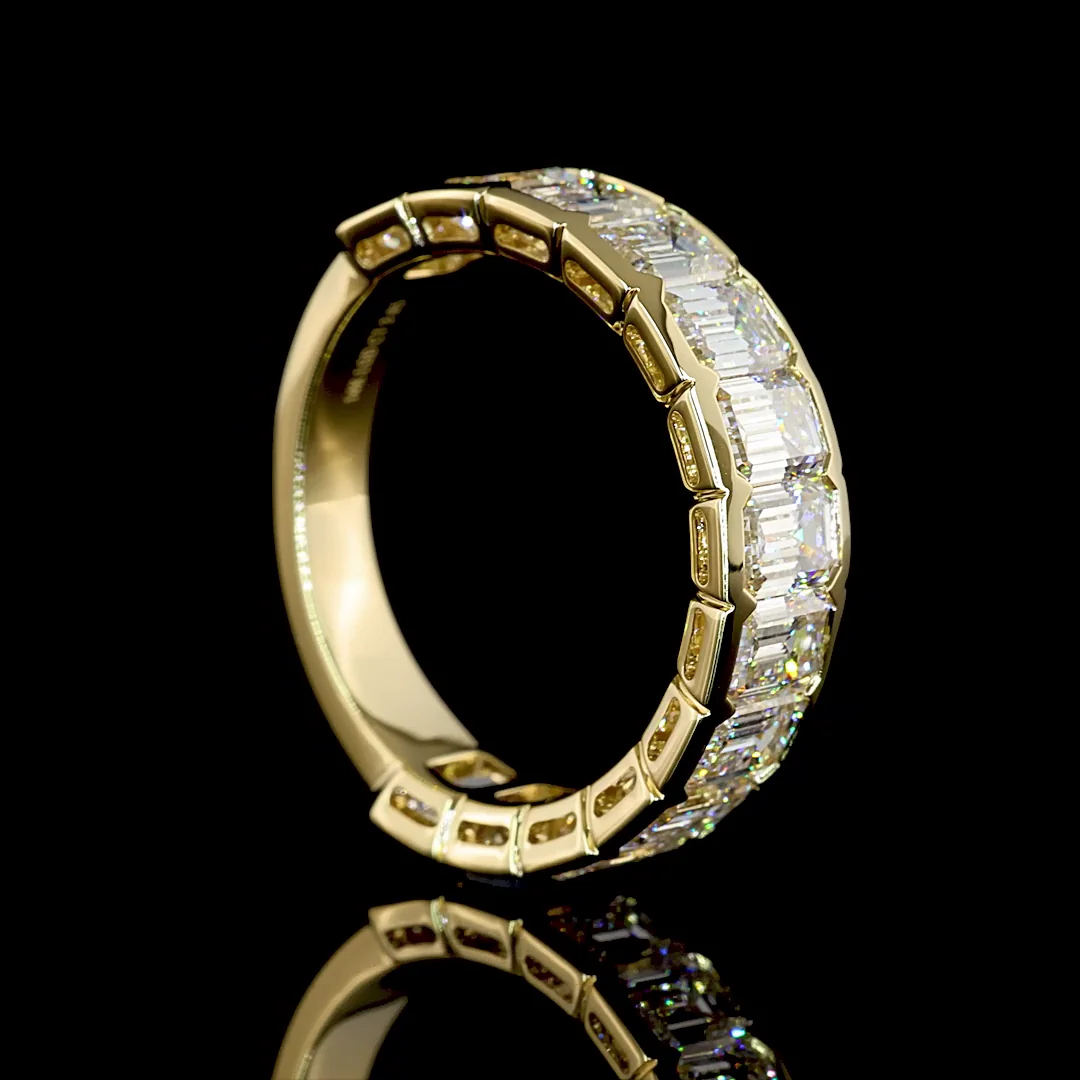 3.85 Cts 14k Yellow Gold Emerald Shape 3/4 Band Eternity Band - Image 2