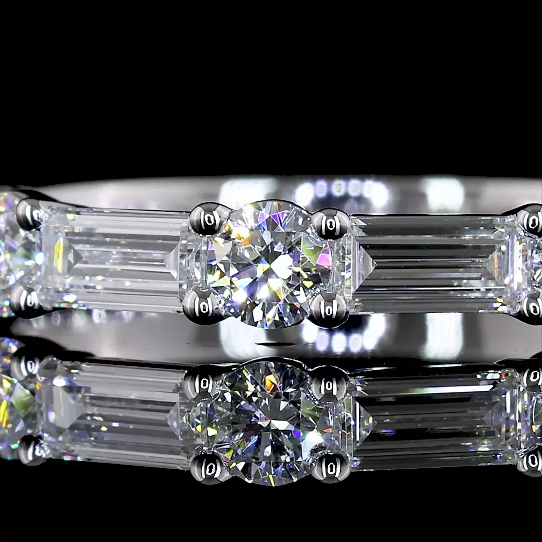 0.84 Cts 14k White Gold Mix Shape Half Eternity Eternity Band - Image 3