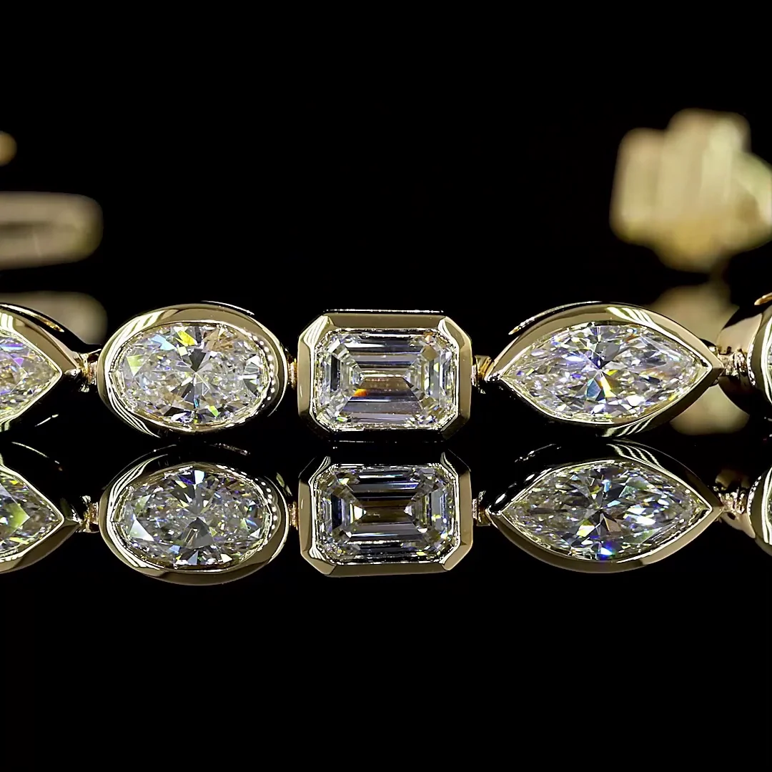8.54 Cts 14k Yellow Gold Mix Shape Tennis Bracelet - Image 2
