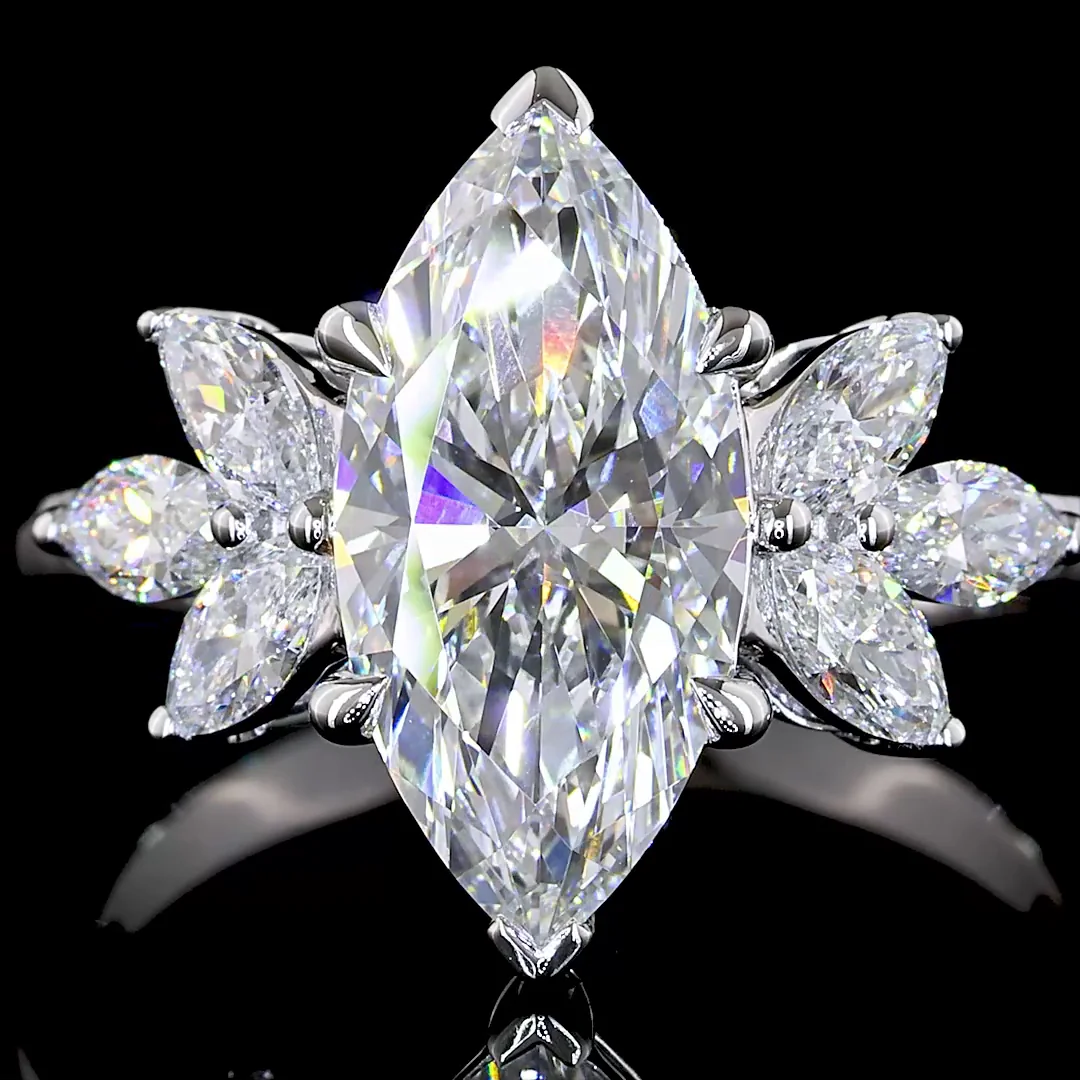 2.71 Cts 14k White Gold Marquise Shape Special Ring - Image 3