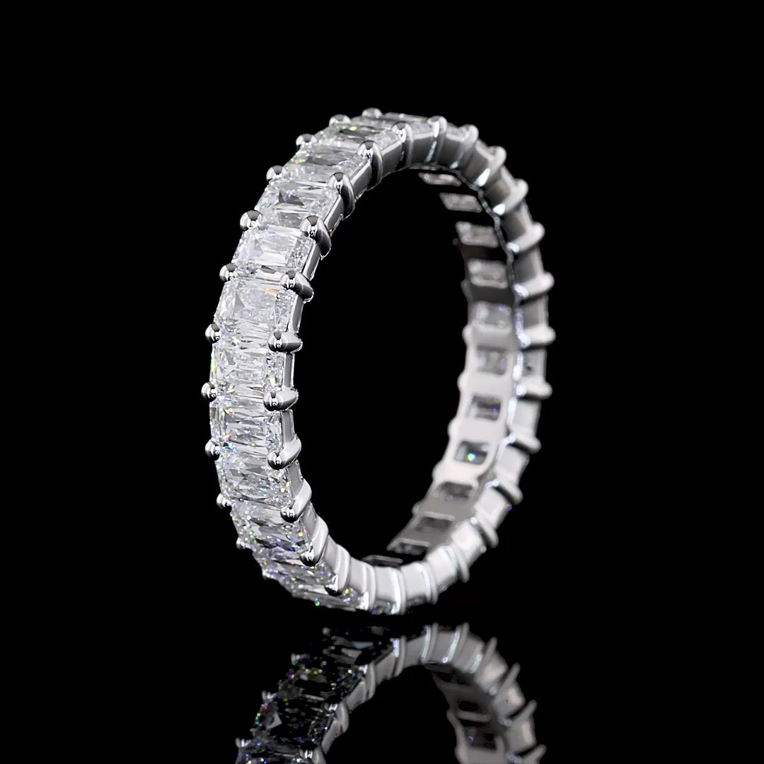 3.39 Cts 14k White Gold Radiant Modified Shape Eternity Band Eternity Band - Image 4