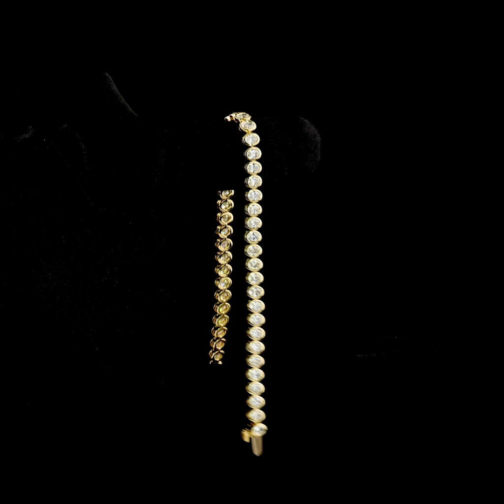 4.57 Cts 14k Yellow Gold Oval Shape Tennis Bracelet - Image 3