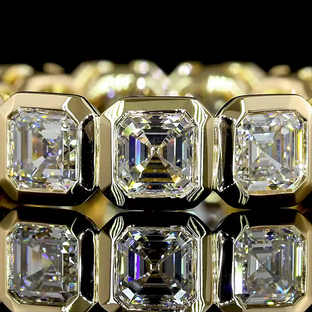 3.92 Cts 14k Yellow Gold Asscher Shape Eternity Band Eternity Band - Image 3