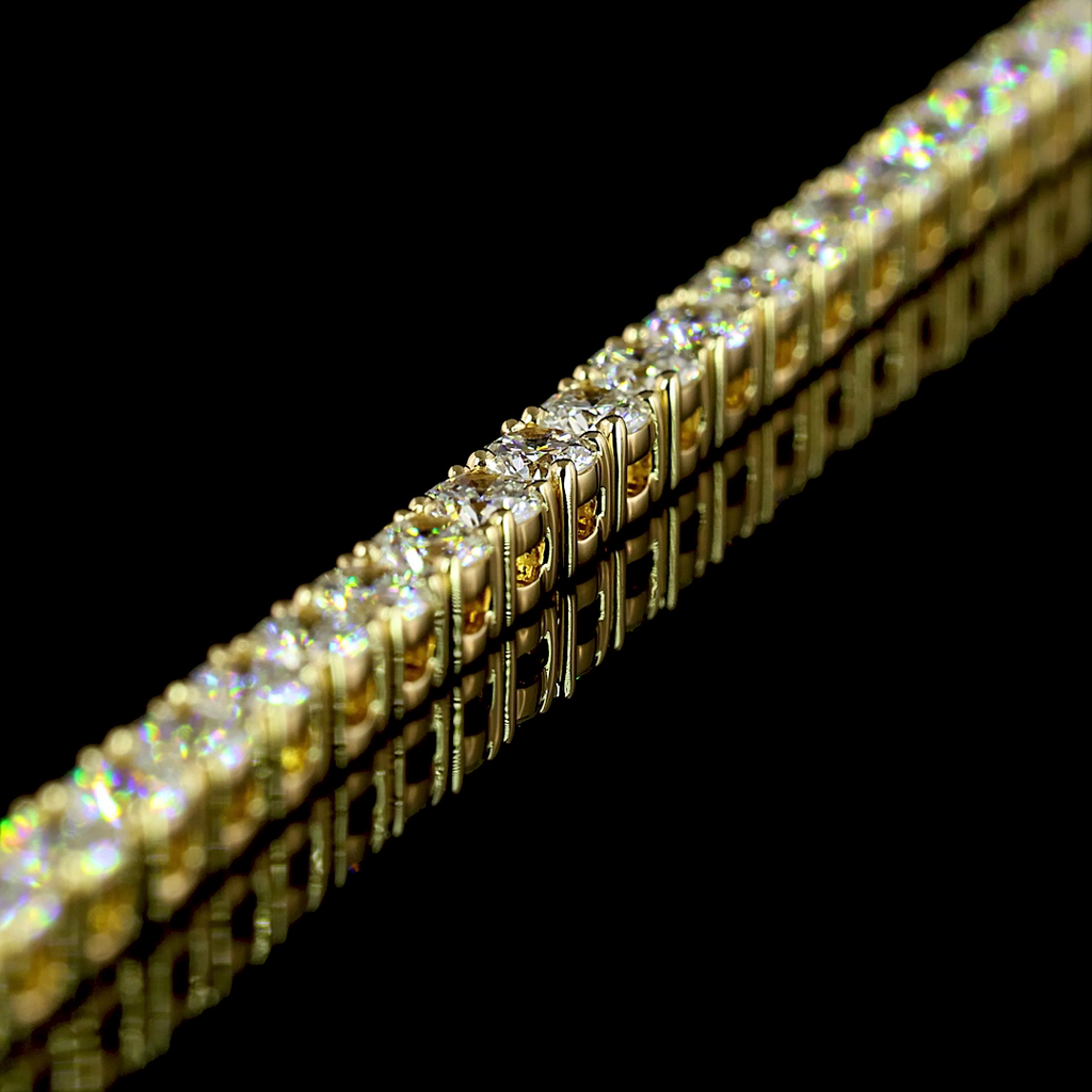 6.97 Cts 14k Yellow Gold Round Shape Tennis Necklace - Image 4