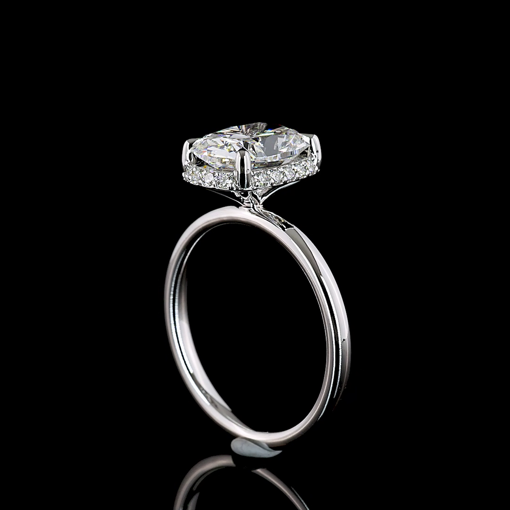 2.7 Cts 14k White Gold Cushion Brilliant Shape Hidden Halo Ring - Image 2