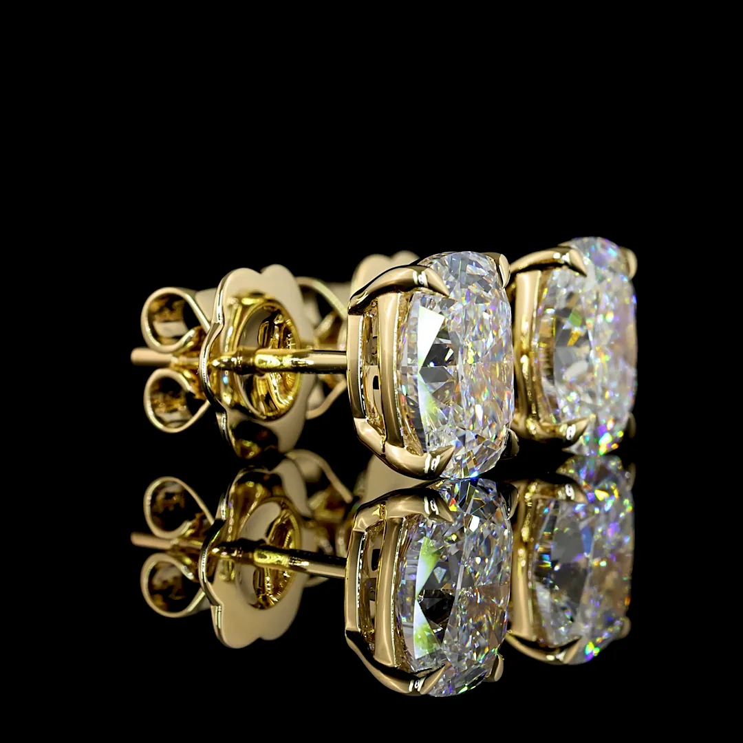 2.45 Cts 14k Yellow Gold Cushion Brilliant Shape Studs Earring - Image 3