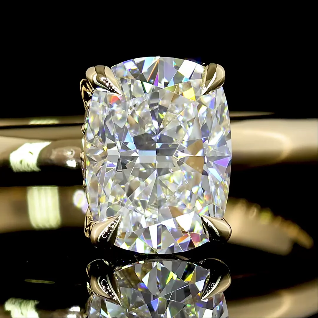 1.08 Cts 14k Yellow Gold Cushion Brilliant Shape Solitaire Ring - Image 3