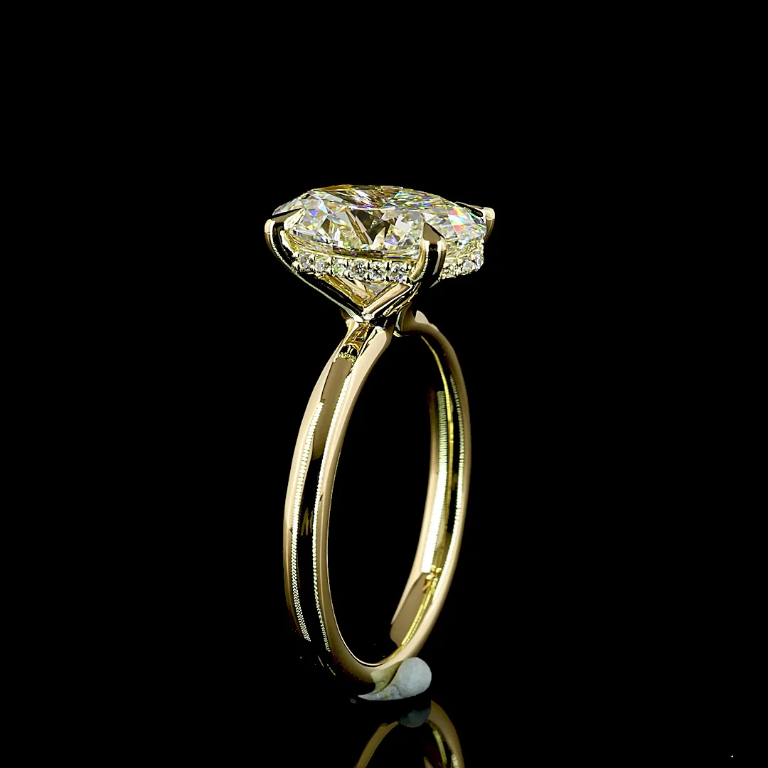 3.09 Cts 14k Yellow Gold Oval Shape Hidden Halo Ring - Image 4