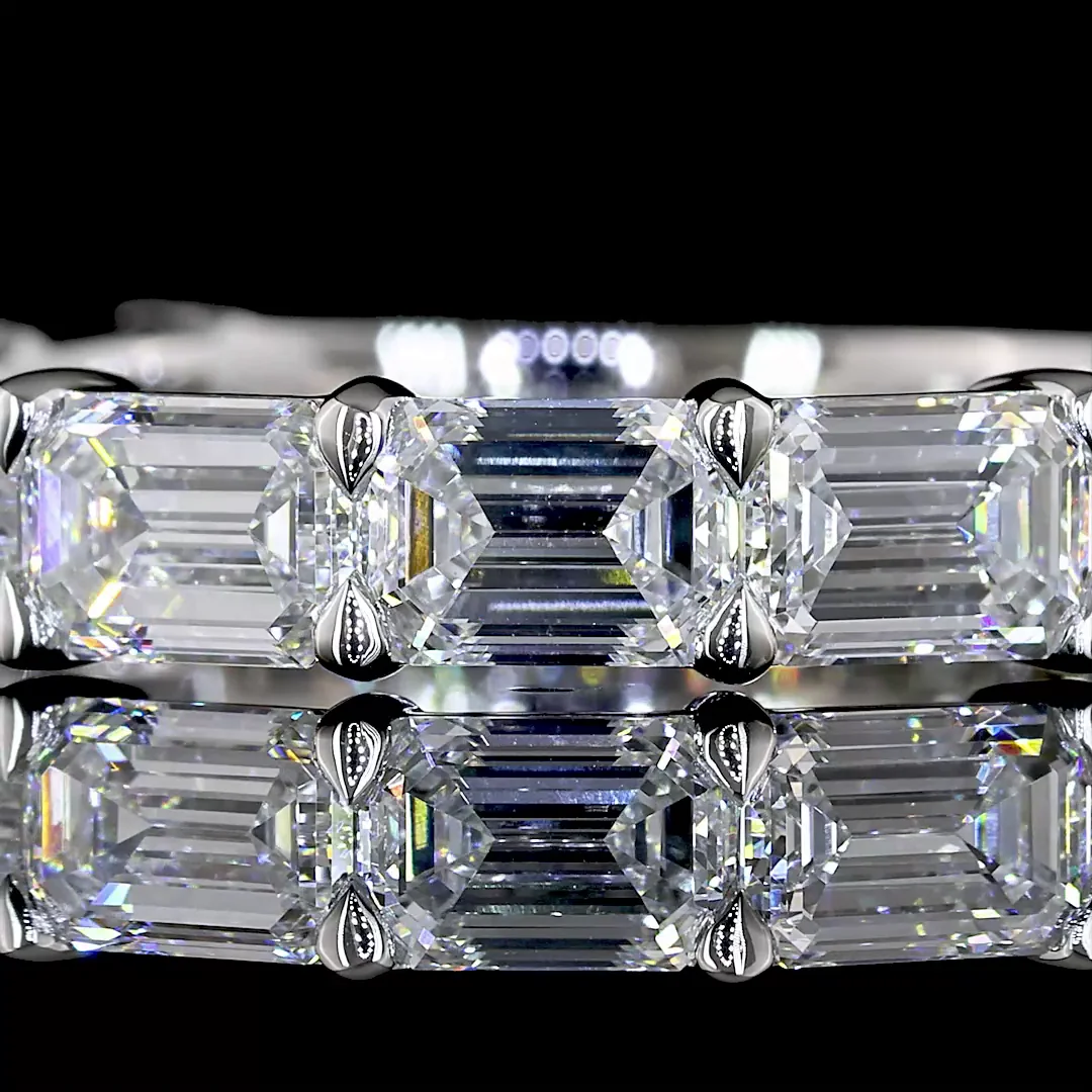 3.99 Cts Platinum Emerald Shape 3/4 Band Eternity Band - Image 3