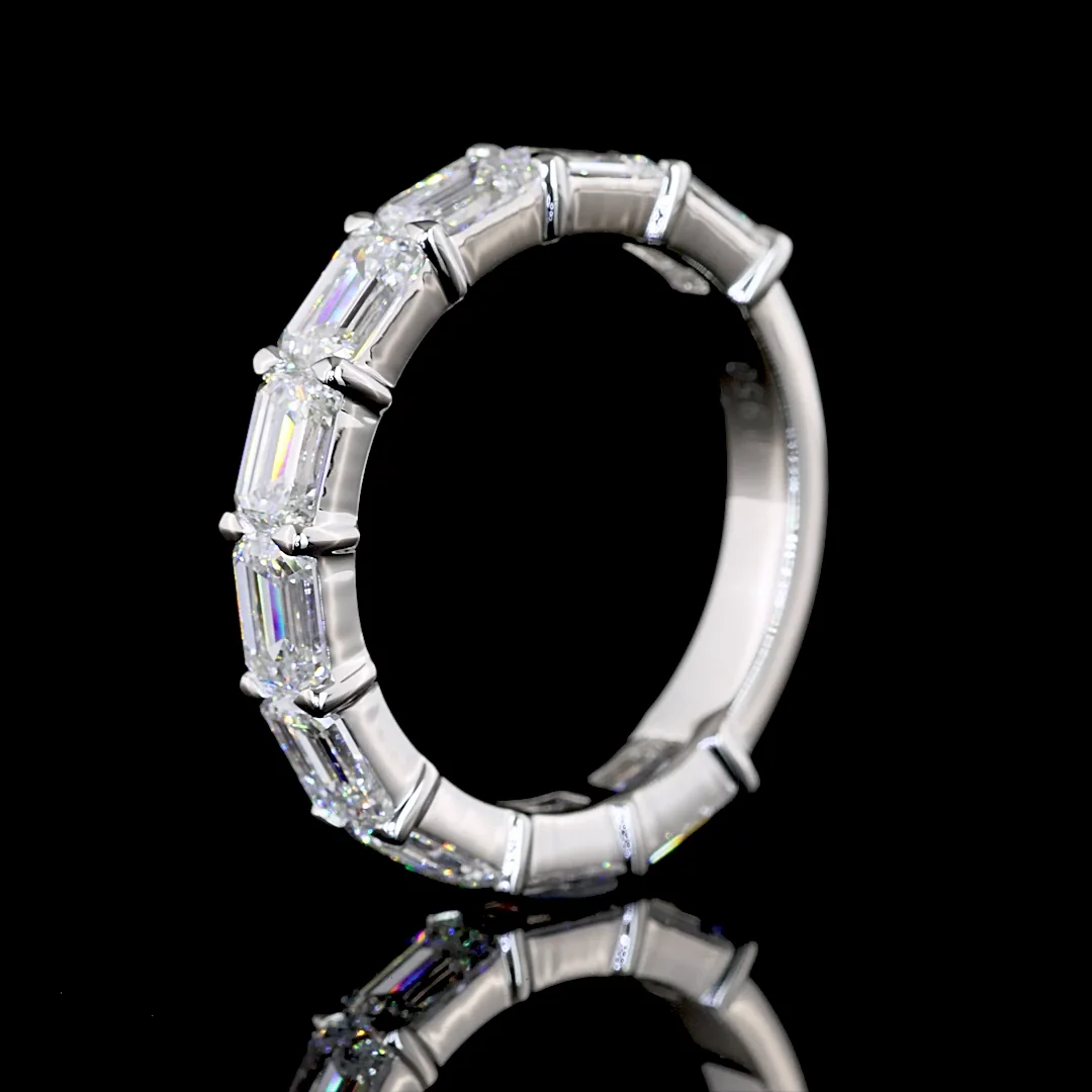 3.99 Cts Platinum Emerald Shape 3/4 Band Eternity Band - Image 4