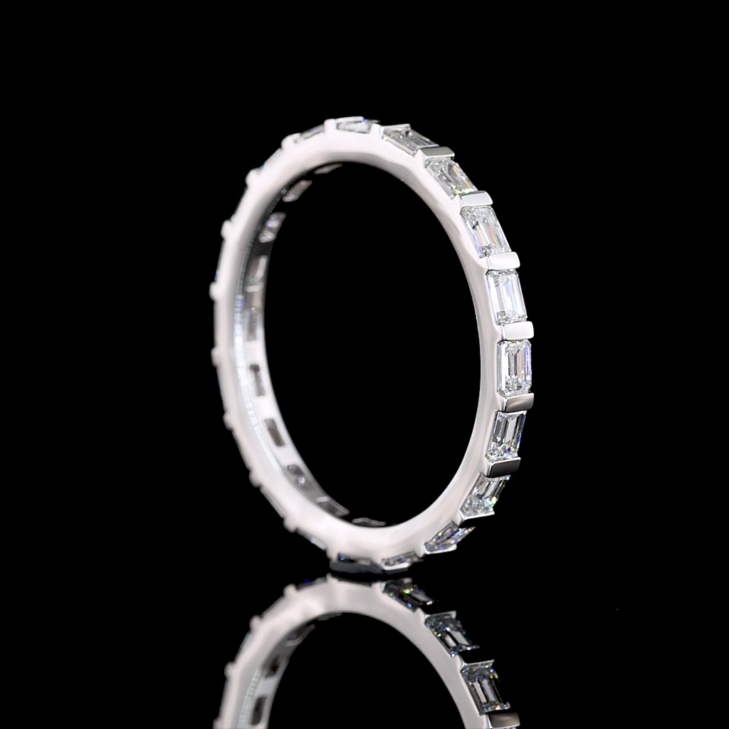 1.15 Cts 14k White Gold Emerald Shape Eternity Band Eternity Band - Image 2