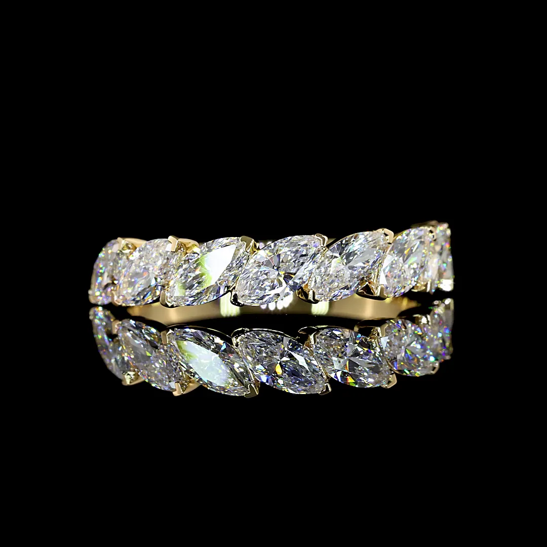 1.51 Cts 14k Yellow Gold Marquise Shape Half Eternity Eternity Band - Video