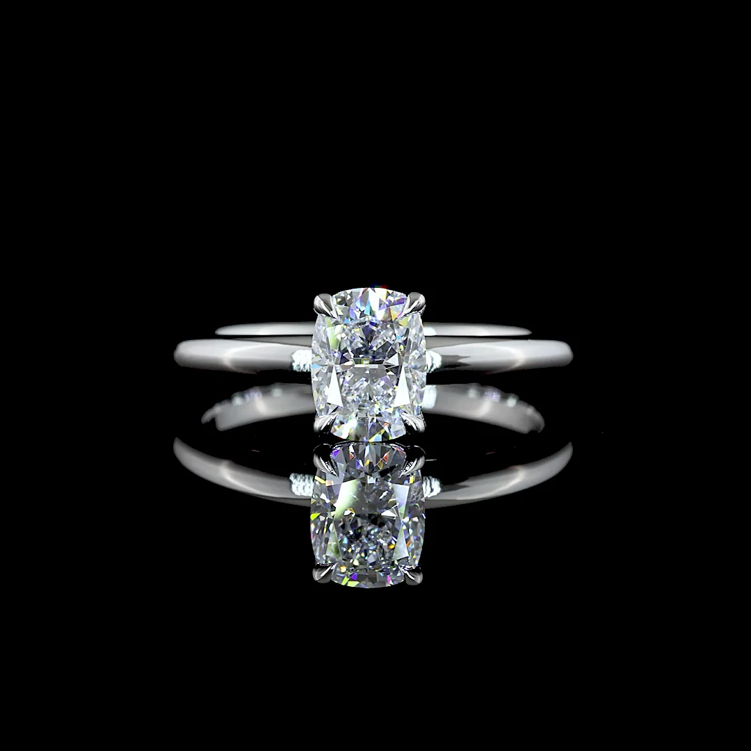 1.06 Cts 14k White Gold Cushion Brilliant Shape Solitaire Ring - Video