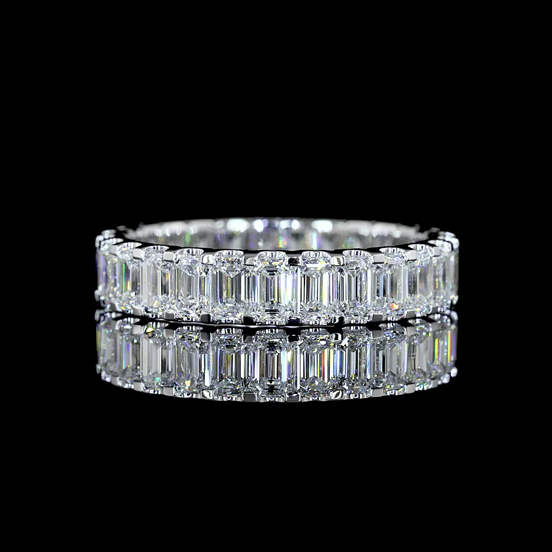 4.08 Cts 14k White Gold Emerald Shape Eternity Band Eternity Band - Video