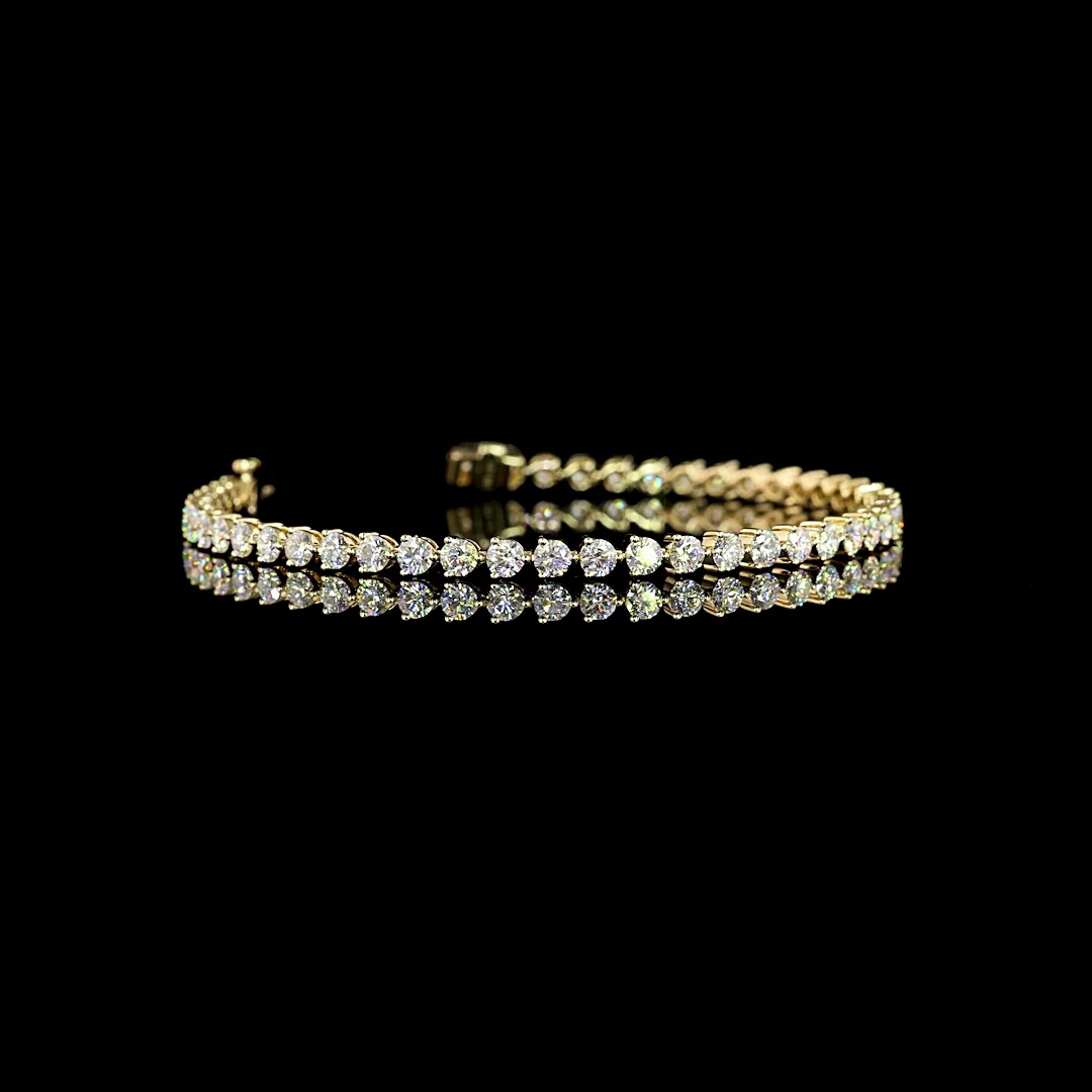4.64 Cts 14k Yellow Gold Round Shape Tennis Bracelet - Video