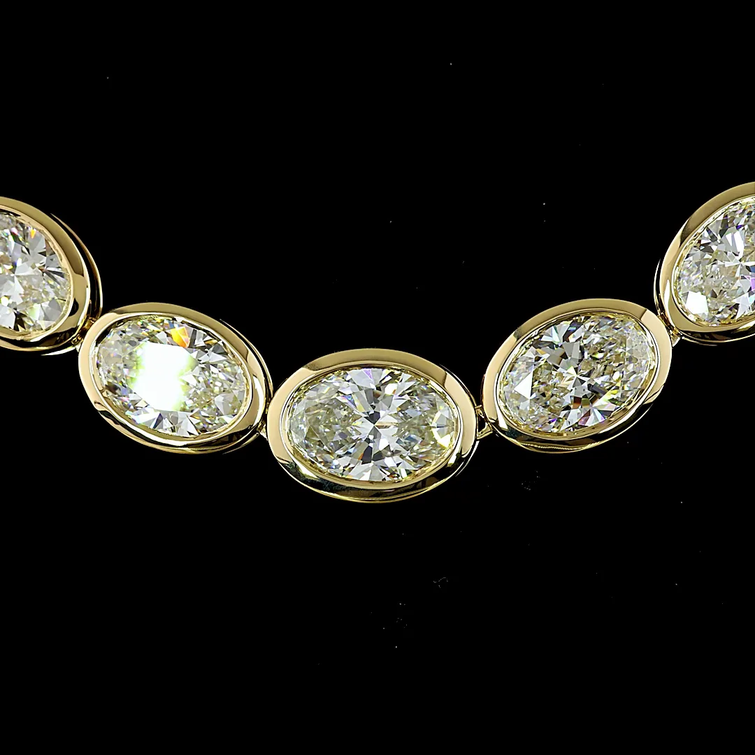 18.28 Cts 14k Yellow Gold Oval Shape Riviera Necklace - Image 3