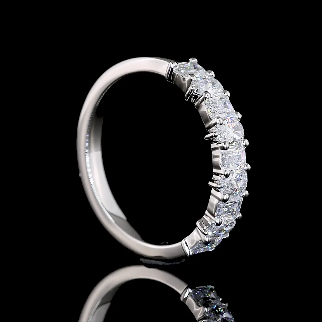 0.94 Cts Platinum Mix Shape 3/4 Band Eternity Band - Image 2
