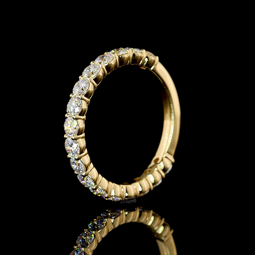 0.99 Cts 18k Yellow Gold Round Shape 3/4 Band Eternity Band - Image 4