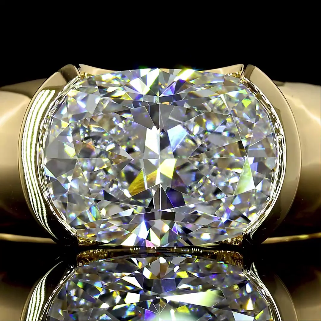 2.53 Cts 14k Yellow Gold Cushion Brilliant Shape Solitaire Ring - Image 3