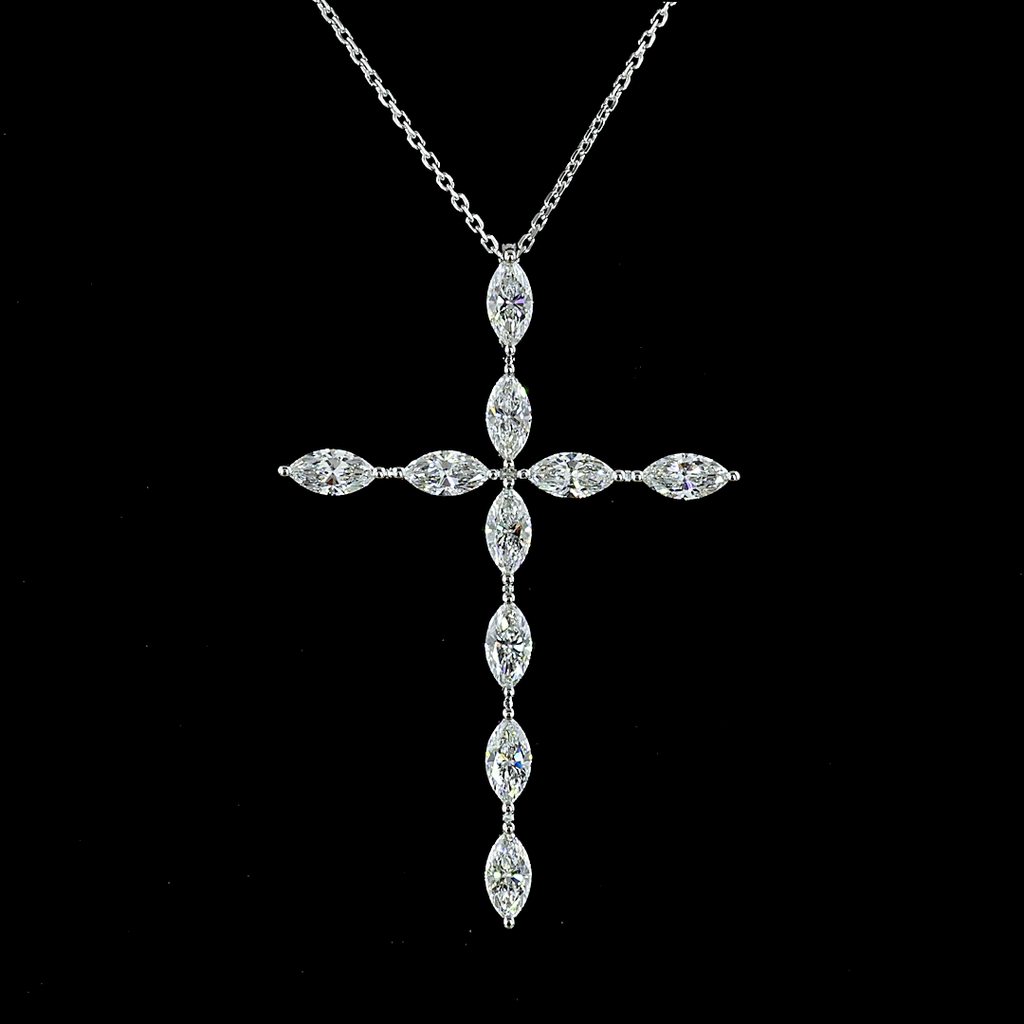 2.03 Cts 14k White Gold Marquise Shape Symbol Pendant - Image 3