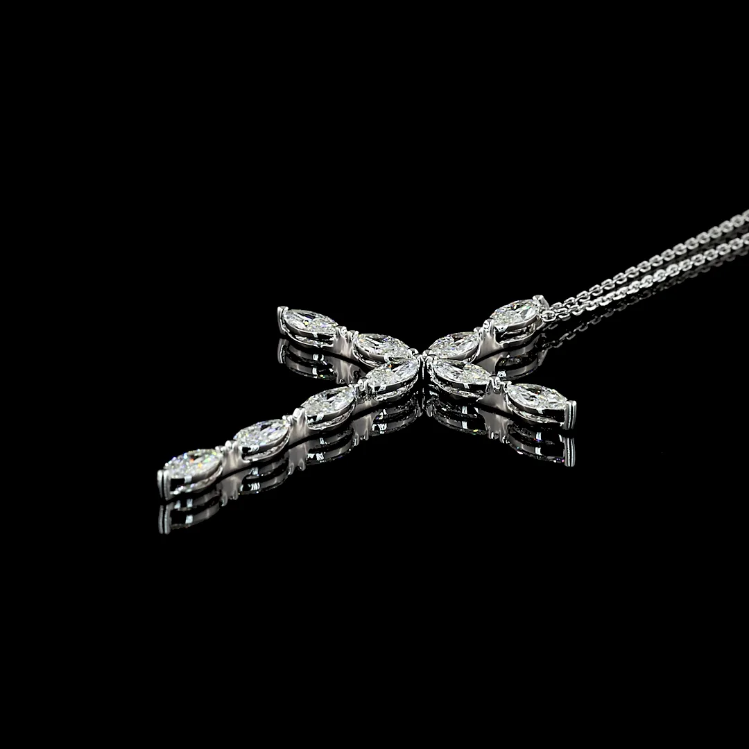 2.03 Cts 14k White Gold Marquise Shape Symbol Pendant - Image 4