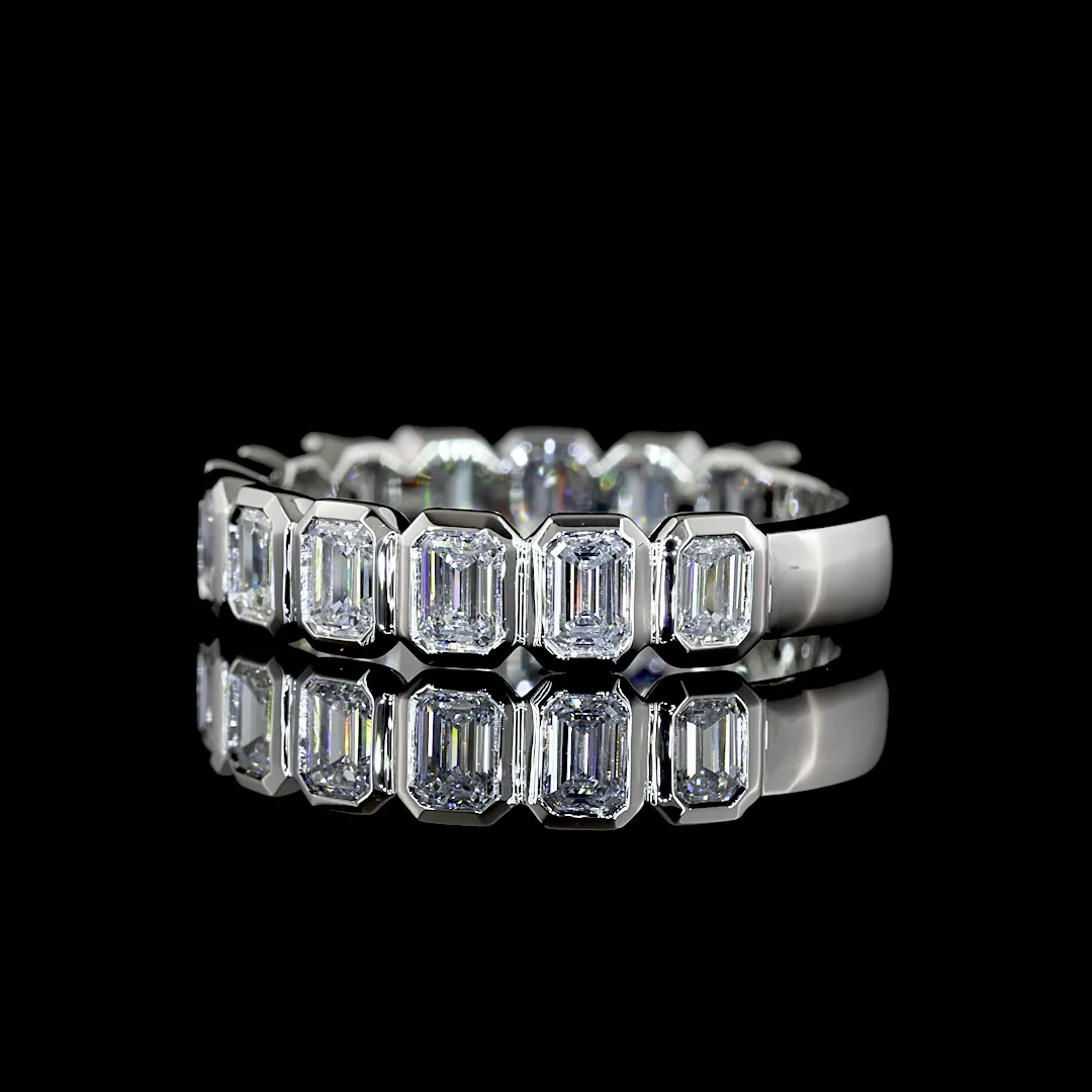 1.31 Cts Platinum Emerald Shape 3/4 Band Eternity Band - Image 2