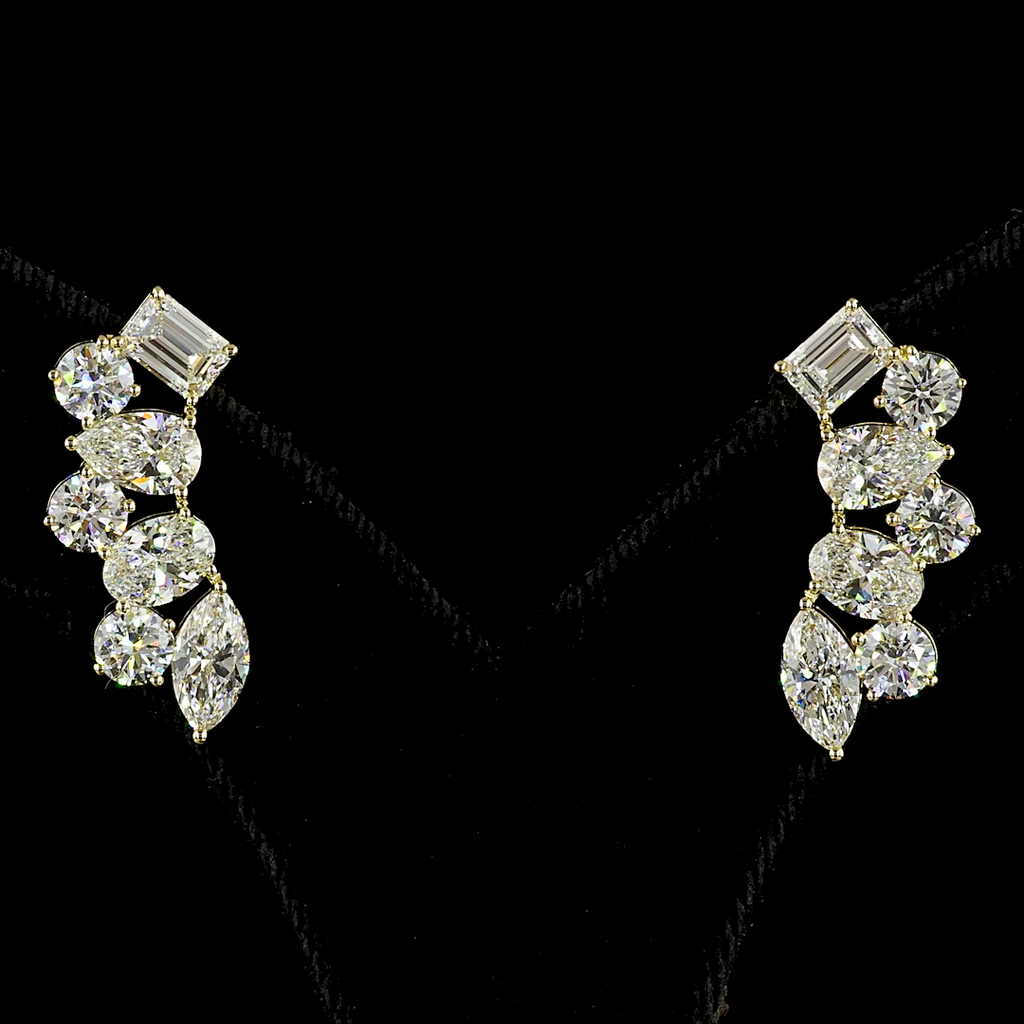 5.88 Cts 14k Yellow Gold Mix Shape Crawler Earring - Image 3