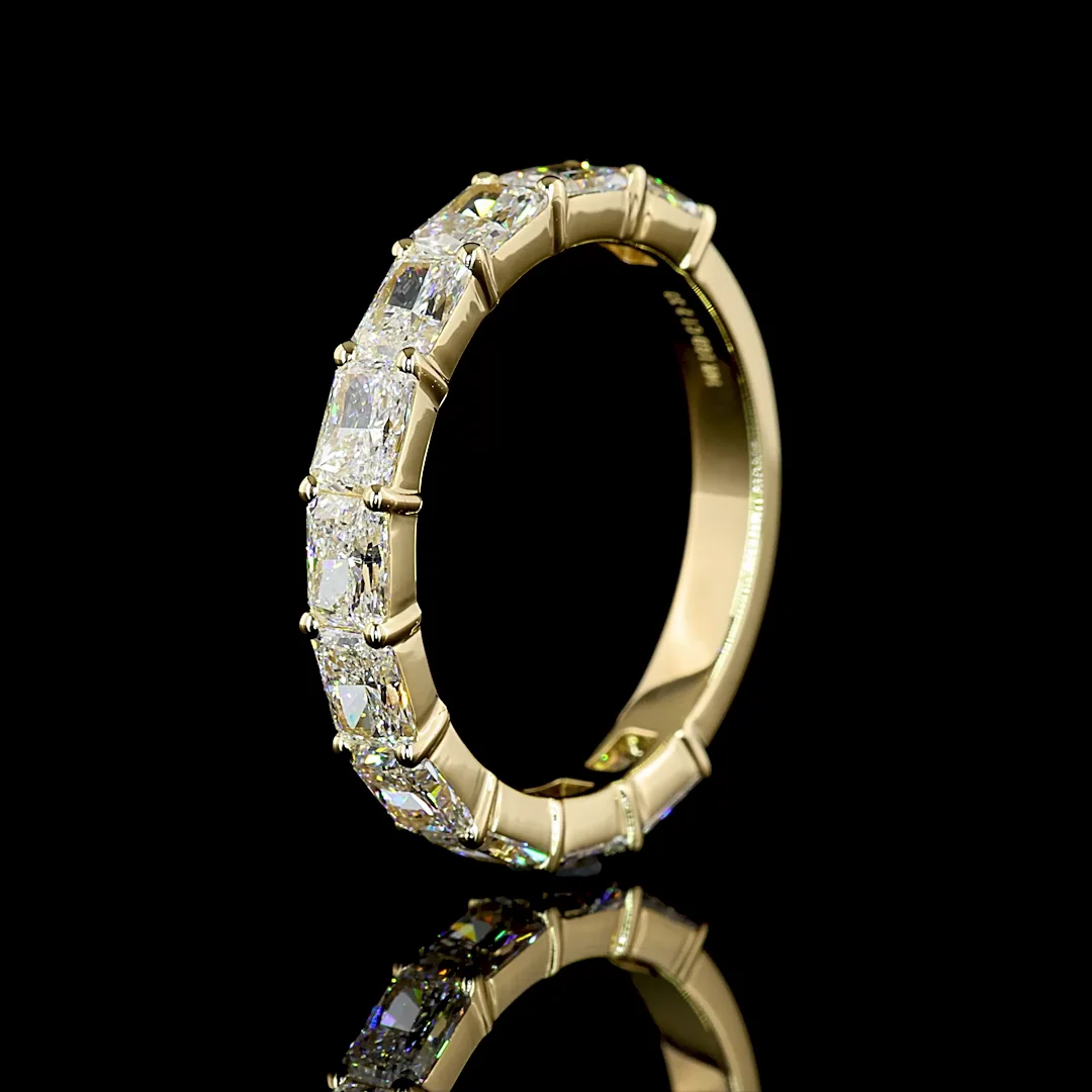 2.33 Cts 14k Yellow Gold Radiant Shape 3/4 Band Eternity Band - Image 4