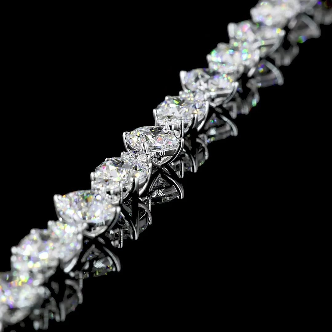 15.77 Cts 14k White Gold Mix Shape Station Line Tennis Bracelet - Image 2