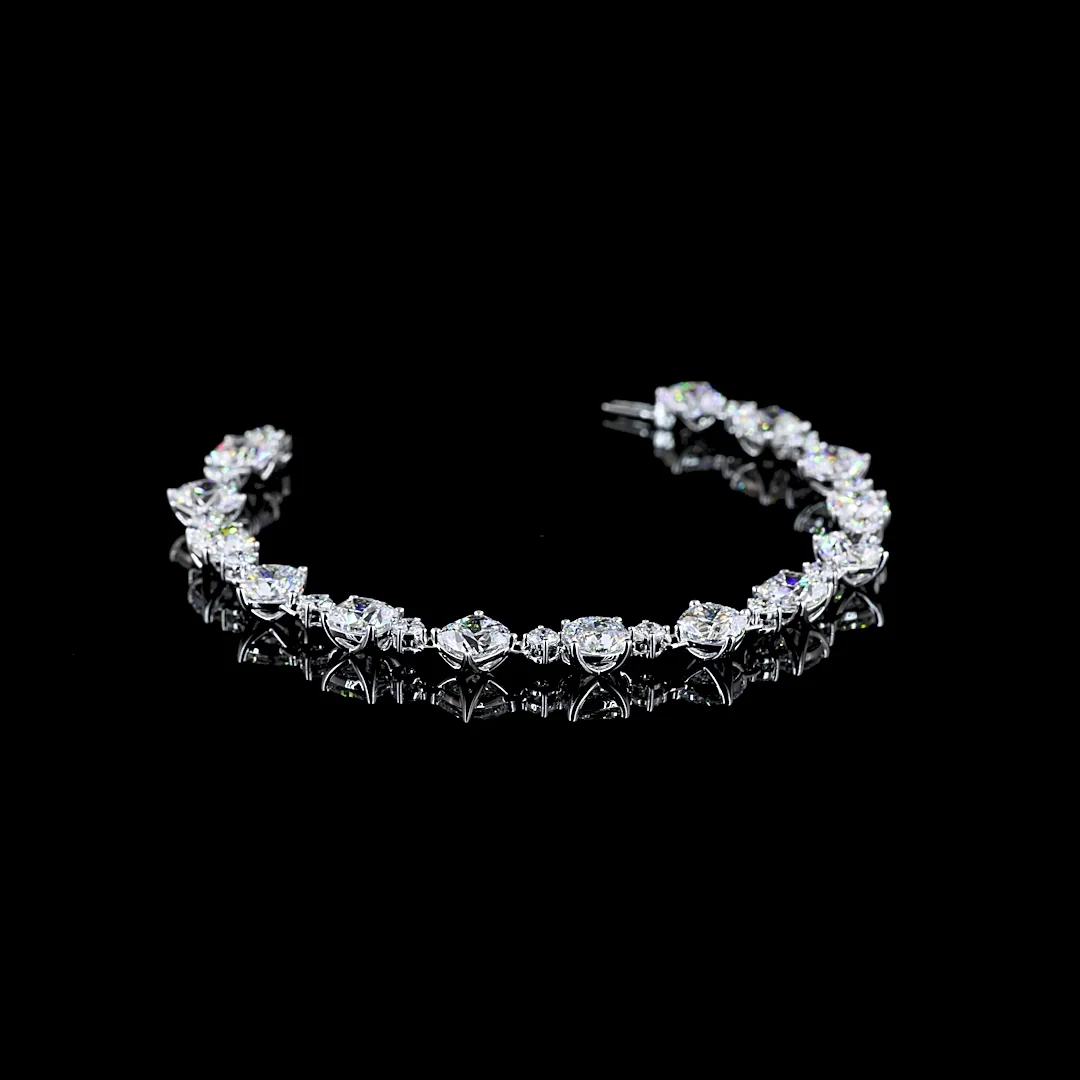 15.77 Cts 14k White Gold Mix Shape Station Line Tennis Bracelet - Video