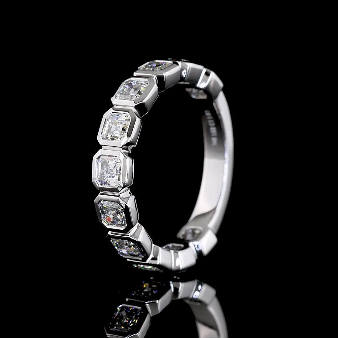 1.83 Cts 14k White Gold Asscher Shape 3/4 Band Eternity Band - Image 4