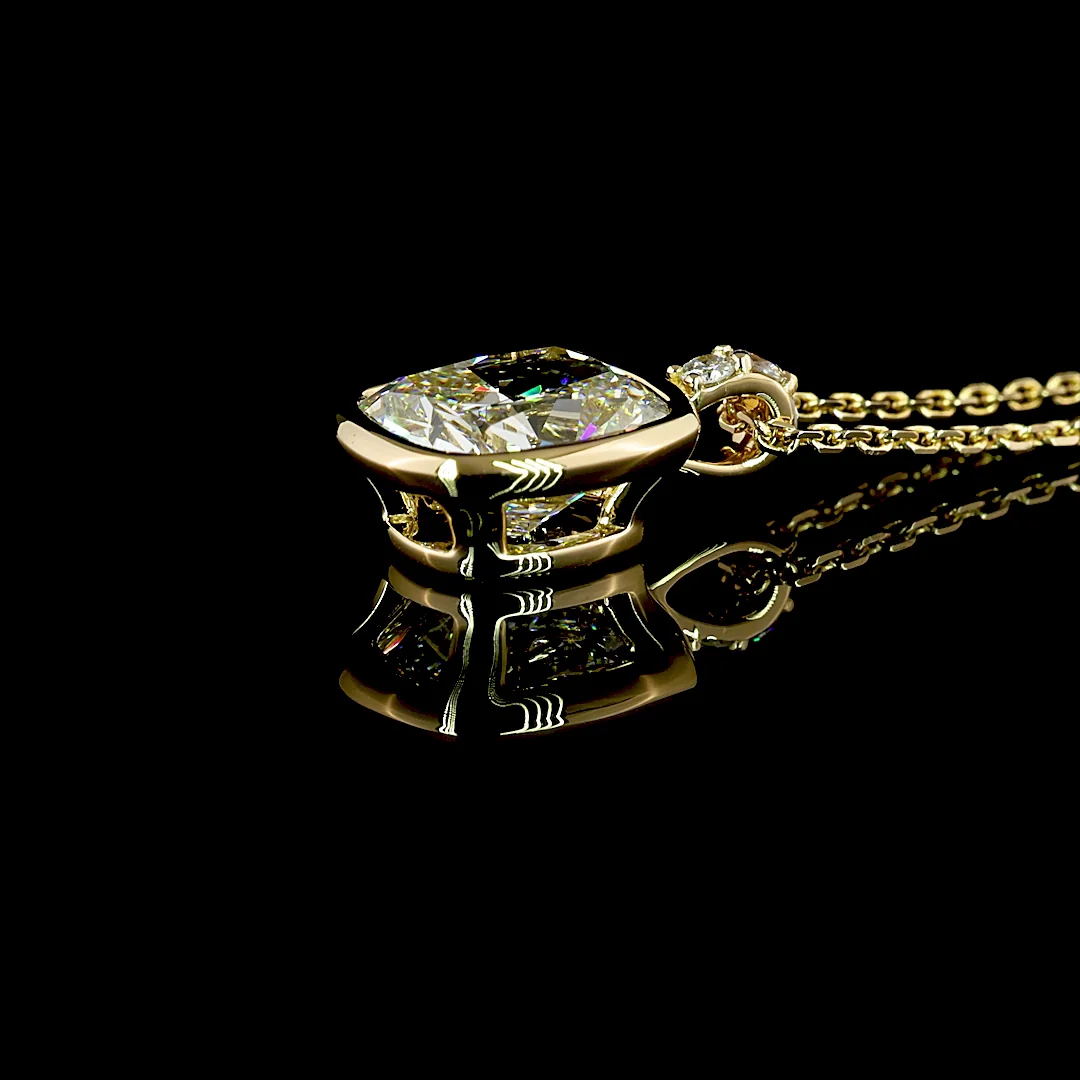 2.36 Cts 14k Yellow Gold Cushion Brilliant Shape Pendant Pendant - Image 4