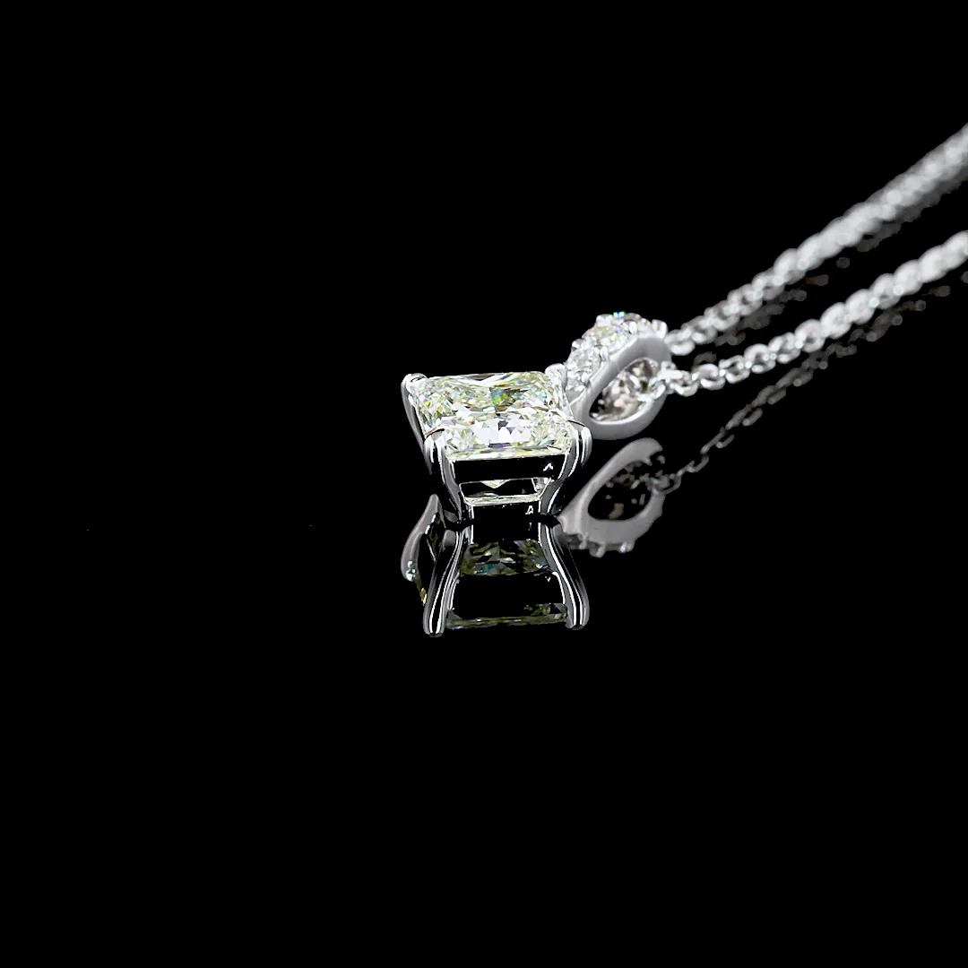 0.79 Cts 14k White Gold Princess Shape Pendant Pendant - Image 4
