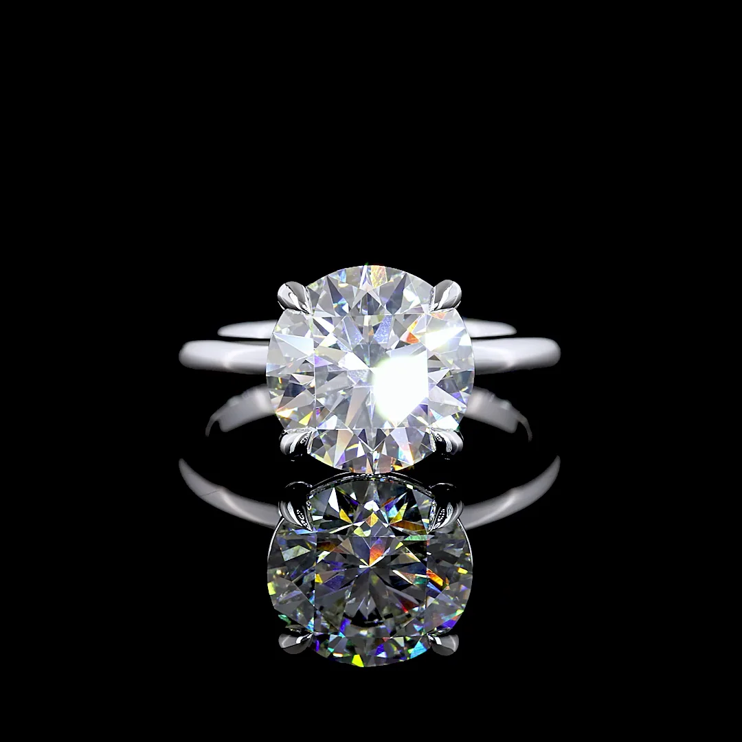 4.08 Cts 14k White Gold Round Shape Solitaire Ring - Video