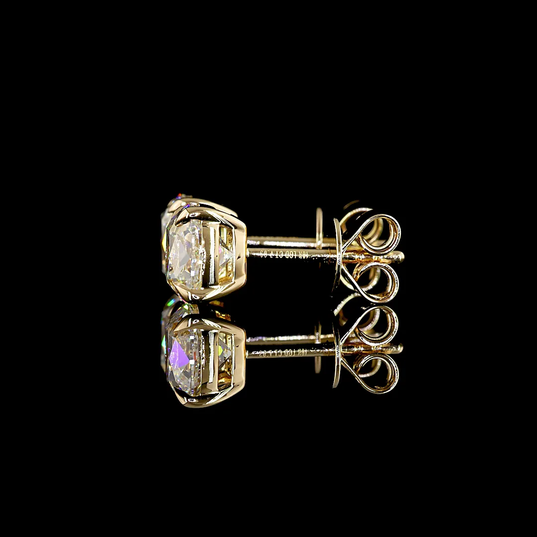 7.03 Cts 18k Yellow Gold Square Antique Cushion Shape Hanging Earring - Image 4