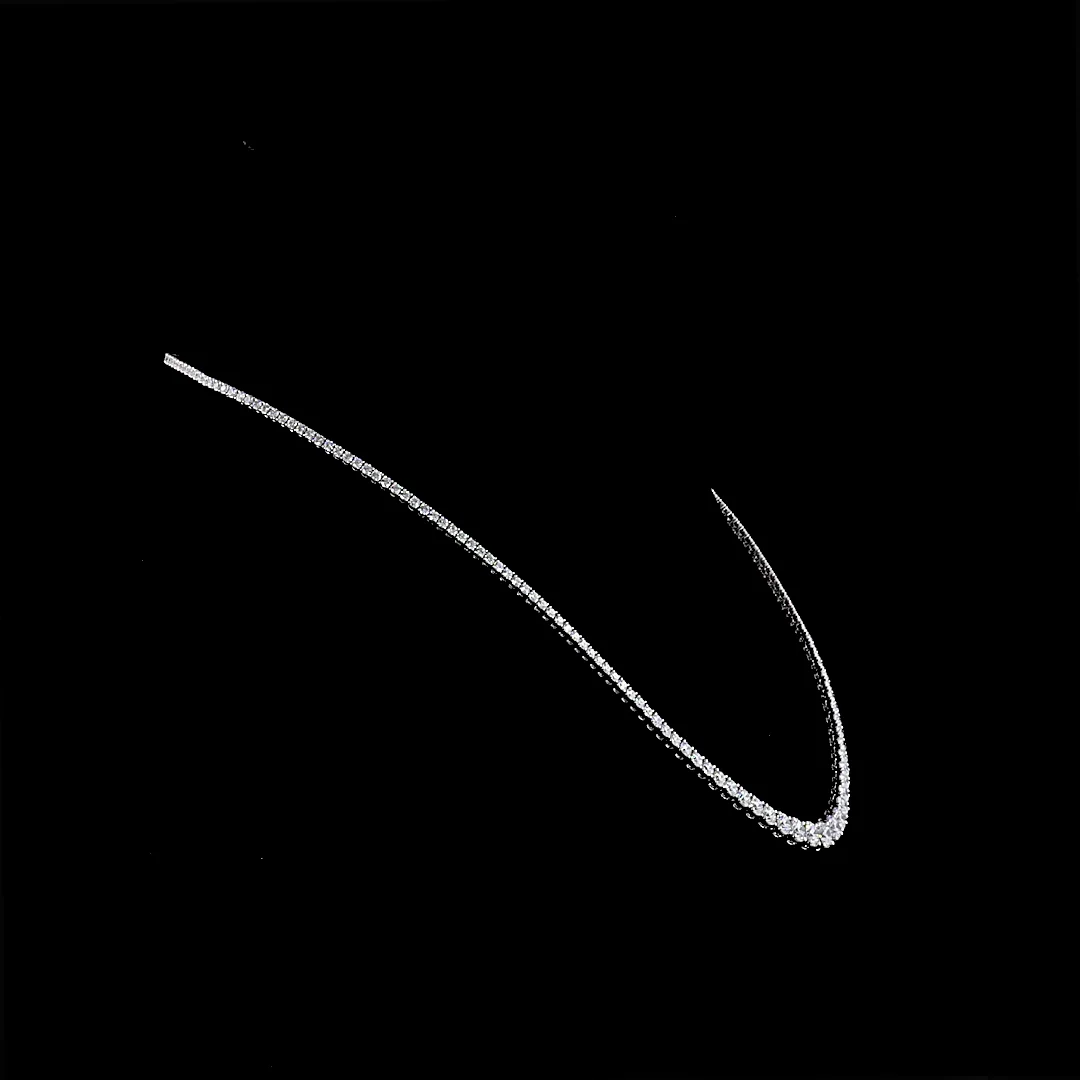 6.97 Cts 14k White Gold Round Shape Riviera Necklace - Image 3