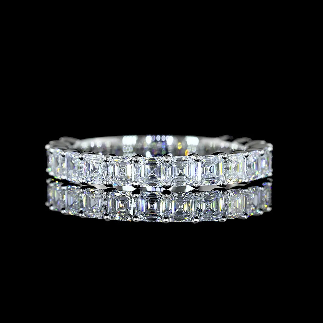 1.76 Cts Platinum Asscher Shape 3/4 Band Eternity Band - Video