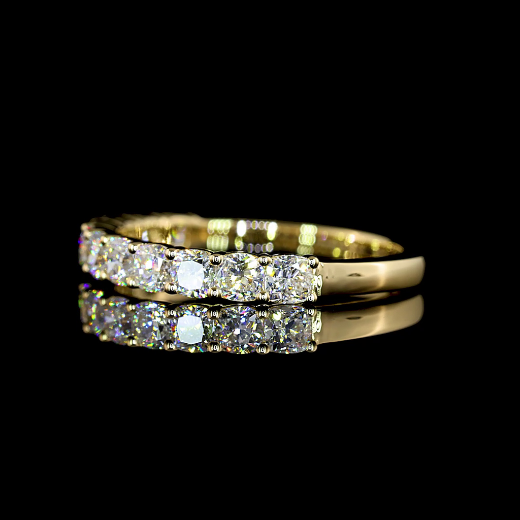 1.09 Cts 14k Yellow Gold Square Cushion Brilliant Shape Half Eternity Eternity Band - Image 3