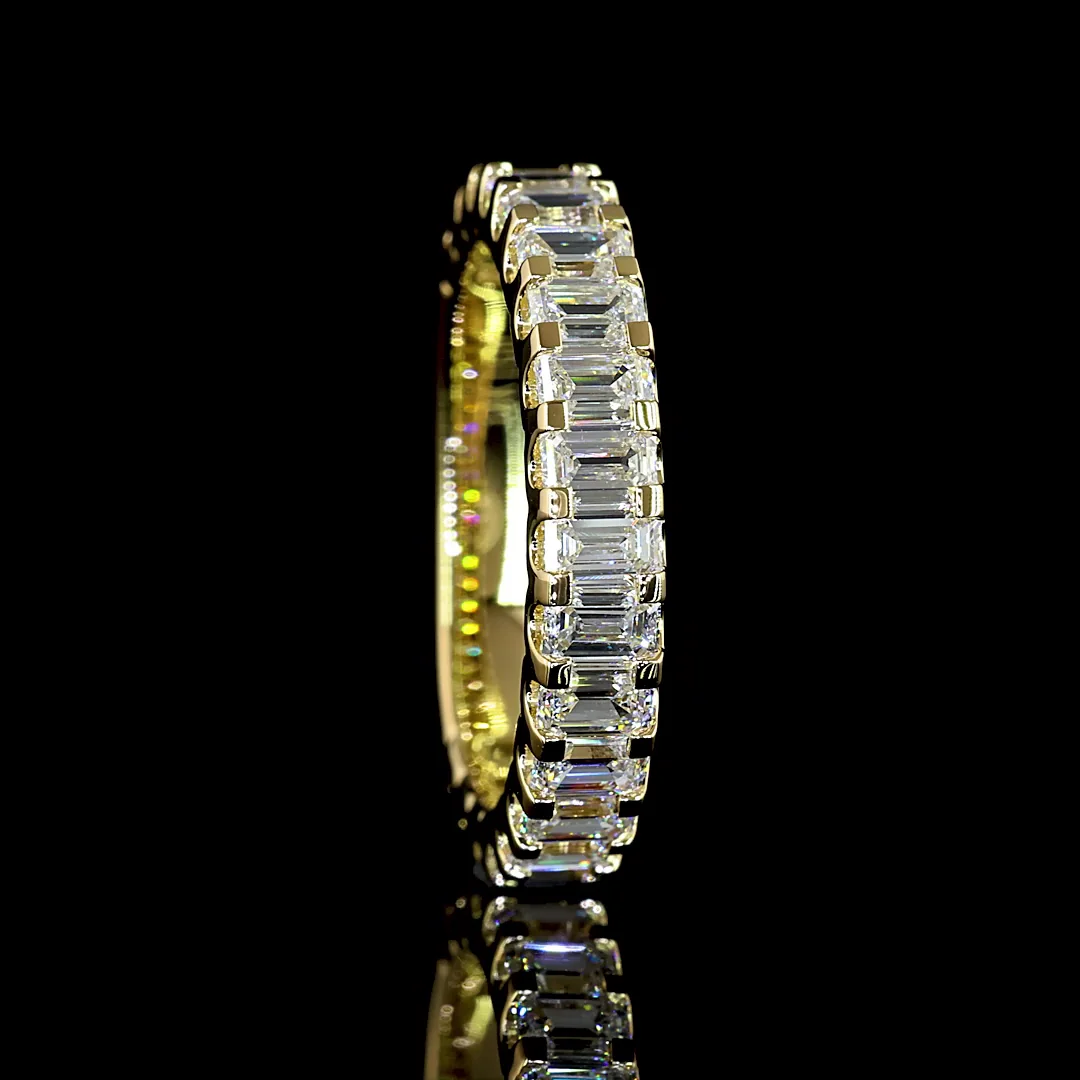 1.9 Cts 14k Yellow Gold Emerald Shape 3/4 Band Eternity Band - Image 2