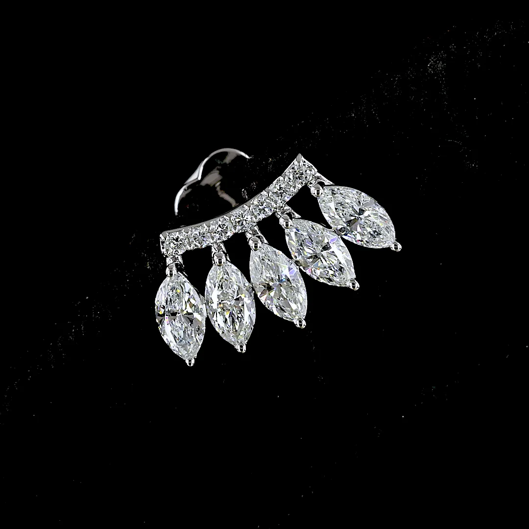 1.35 Cts 14k White Gold Marquise Shape Crawler Earring - Image 3