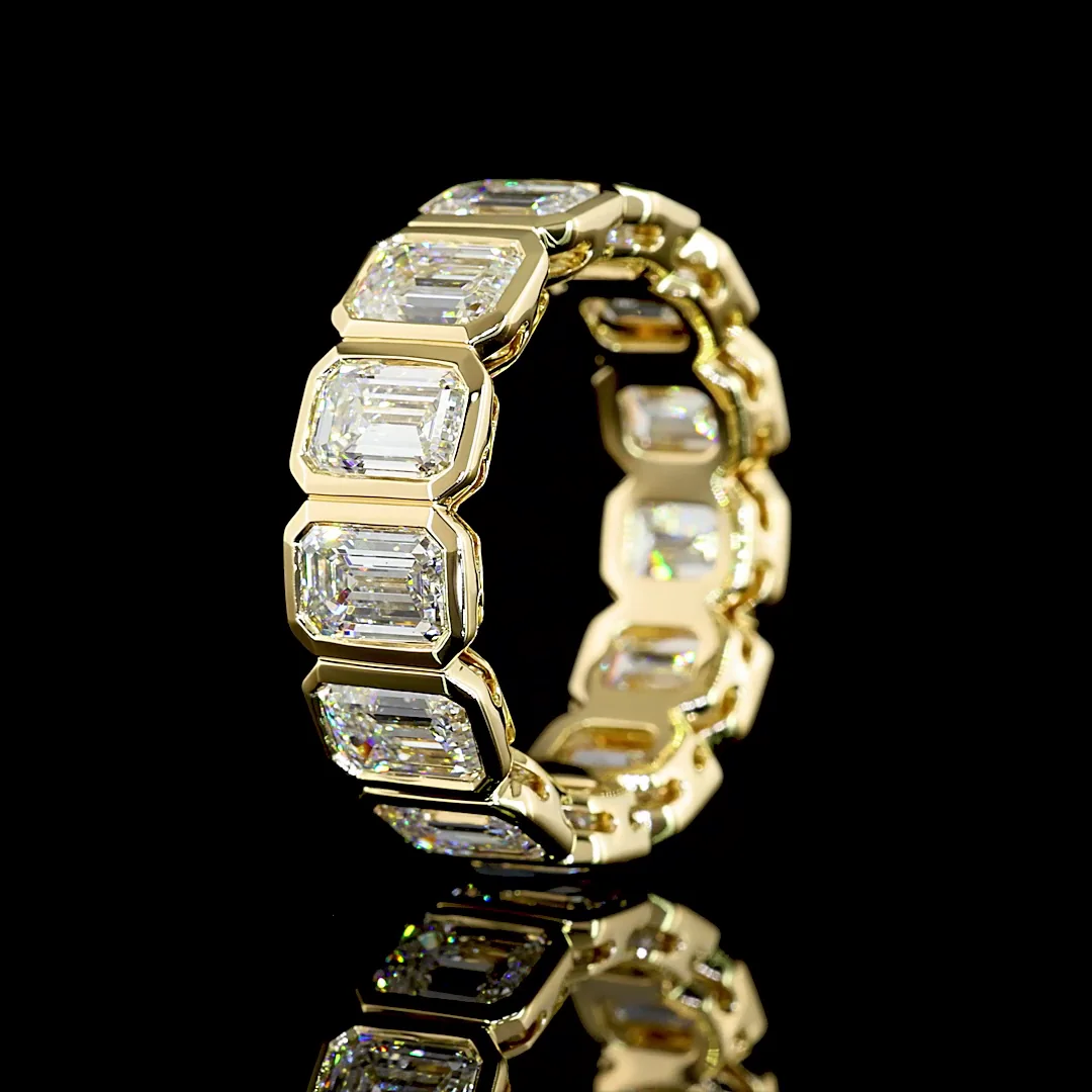 7.29 Cts 14k Yellow Gold Emerald Shape Eternity Band Eternity Band - Image 4