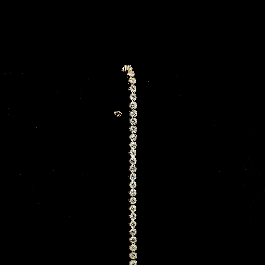 3.35 Cts 14k Yellow Gold Round Shape Tennis Bracelet - Image 3