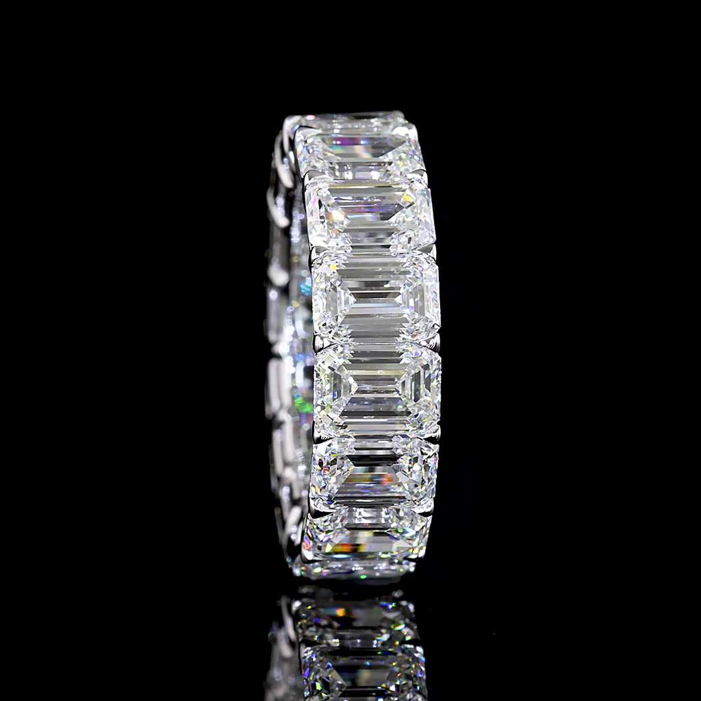 11.22 Cts 14k White Gold Emerald Shape Eternity Band Eternity Band - Image 4