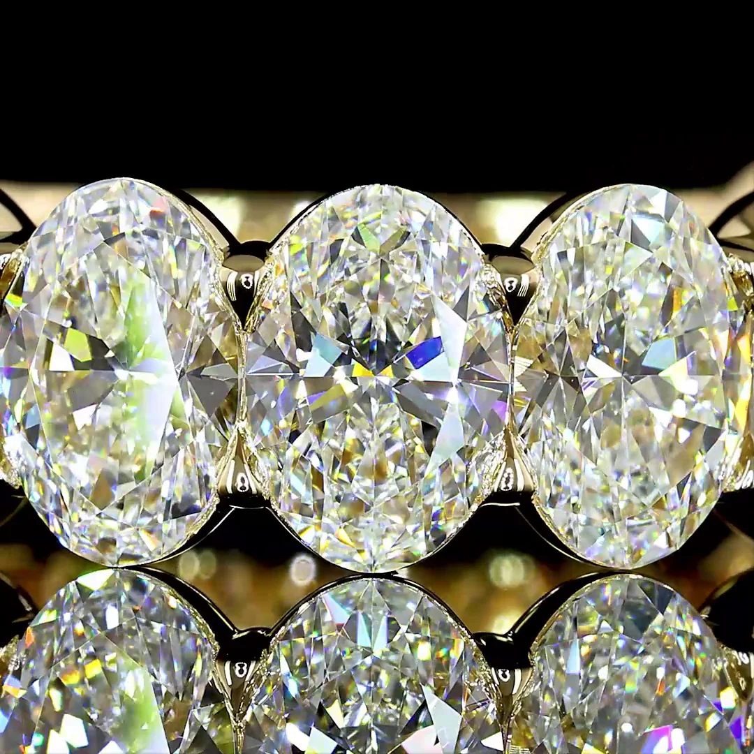 5.98 Cts 14k Yellow Gold Oval Shape 3/4 Band Eternity Band - Image 3