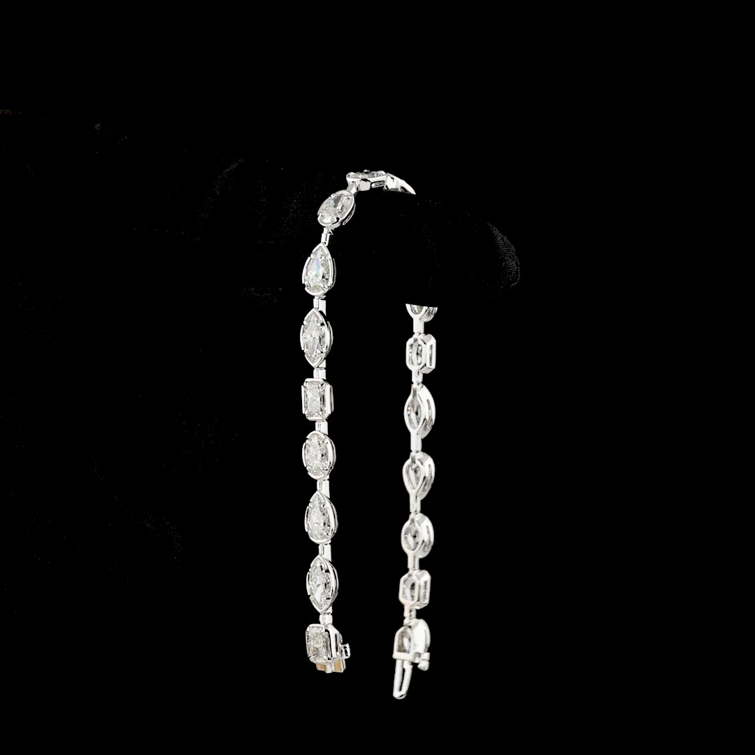 9.68 Cts 14k White Gold Oval Shape Station Bracelet - Image 3